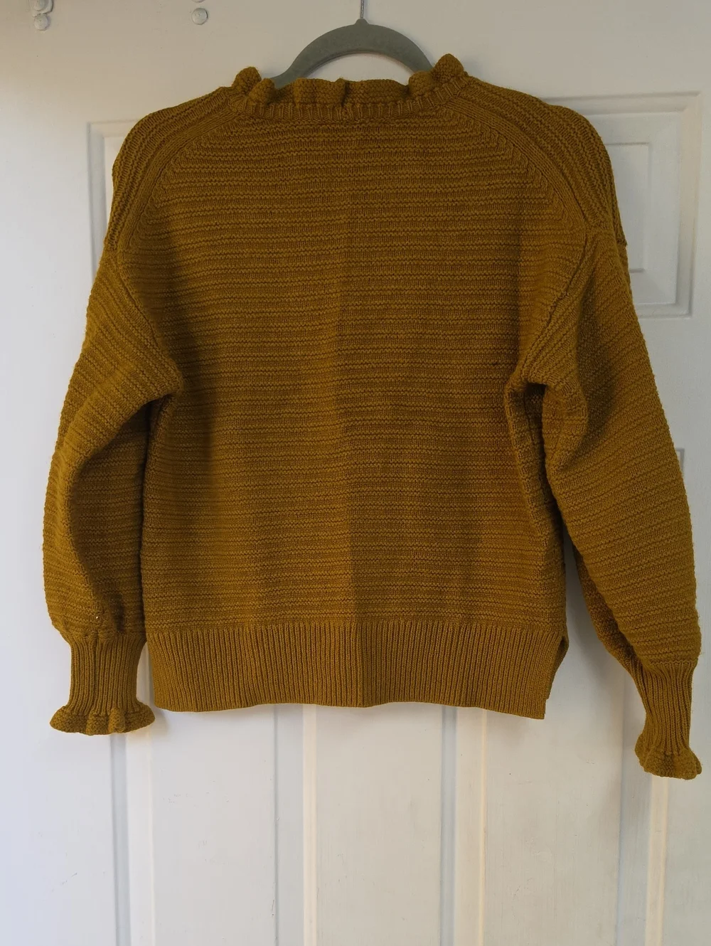 MADEWELL  Ruffle Merino Wool Blend Sweater Gold